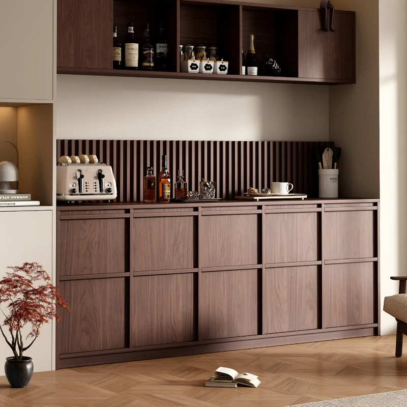 

Medieval dining side cabinet against the wall integrated locker solid wood hanging cabinet multi-functional new light luxury