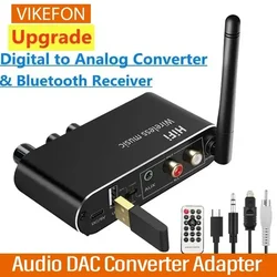 Digital to Analog Audio DAC Converter Adapter Digital SPDIF Optical Toslink to 3.5mm 3.5 AUX Jack RCA L/R Bluetooth 5.0 Receiver