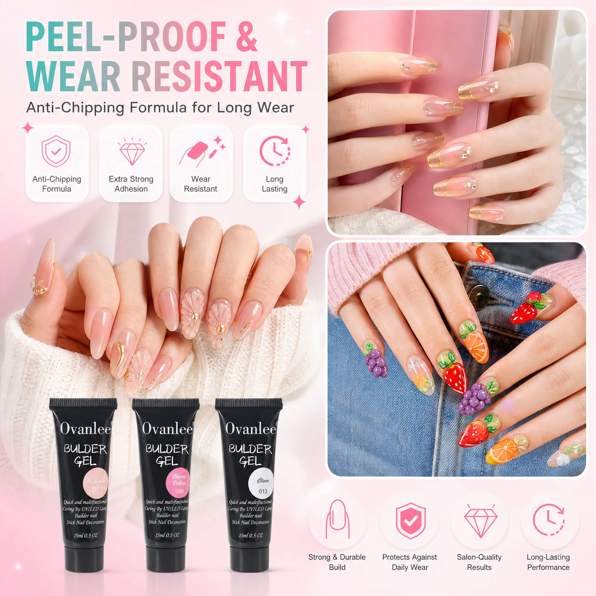 Nail Art Ombre - Ovanlee 12-kleuren 3-in-1 builder gel kit