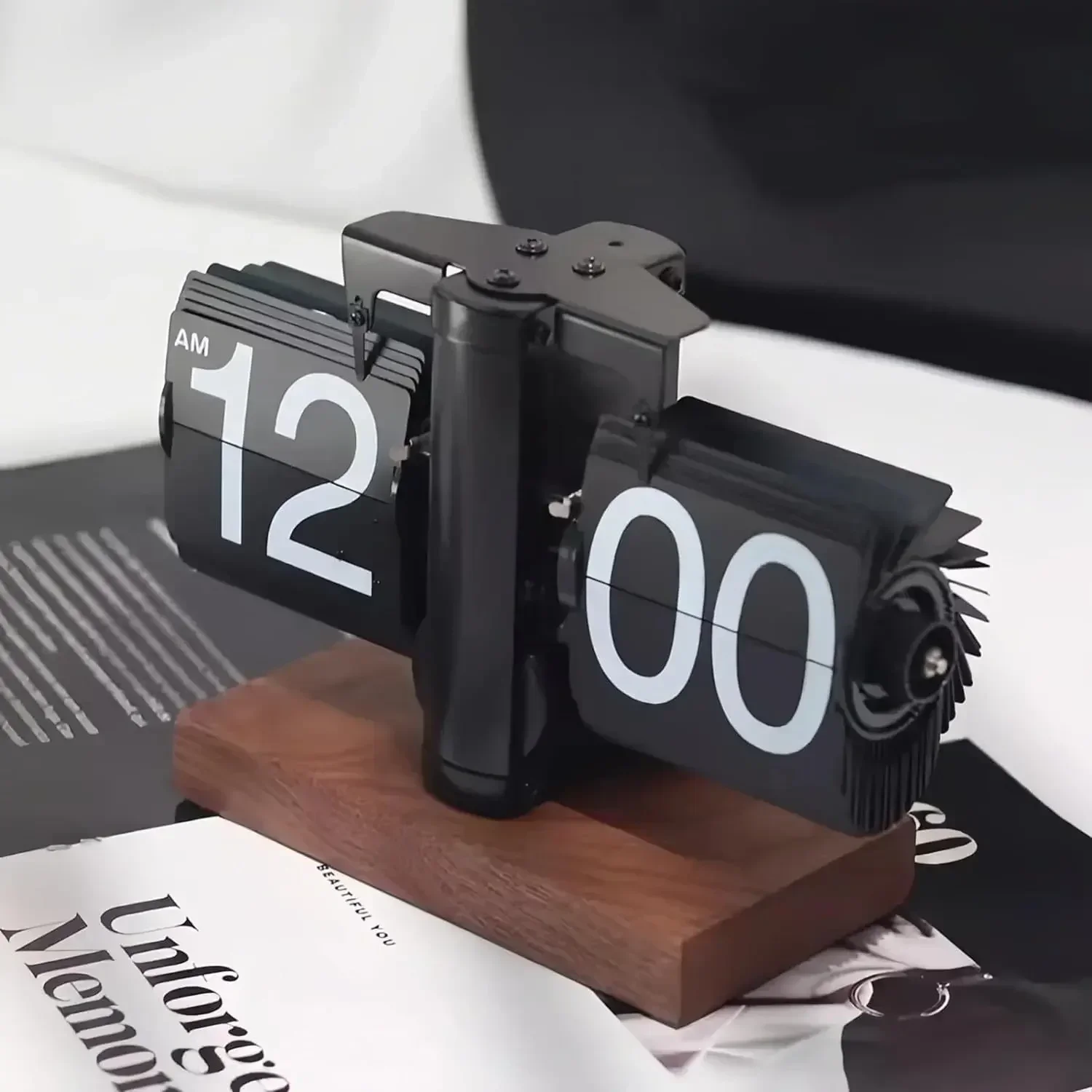 Reloj de fusión mecánico con pilas, reloj de escritorio con tapa y tubo de reloj Retro Digital de rotación automática, reloj de fusión para