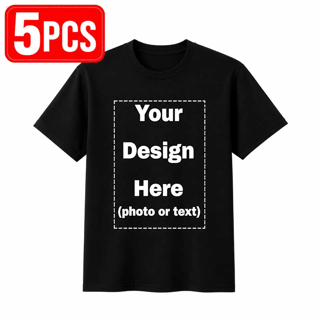 5pcs Custom Shirt Print Your Photo Text Logo Custom DIY Cotton Tee Personalized Top For Company Party