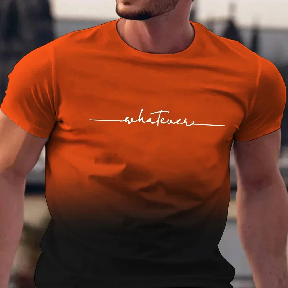 Kinder-T-Shirt Herrenbekleidung: Kurzarm-T-Shirt mit Farbverlauf-Druck, trendige Herrenmode, schnelltrocknendes Fitness-Oberteil, passende Familienoutfits. – Detail 8