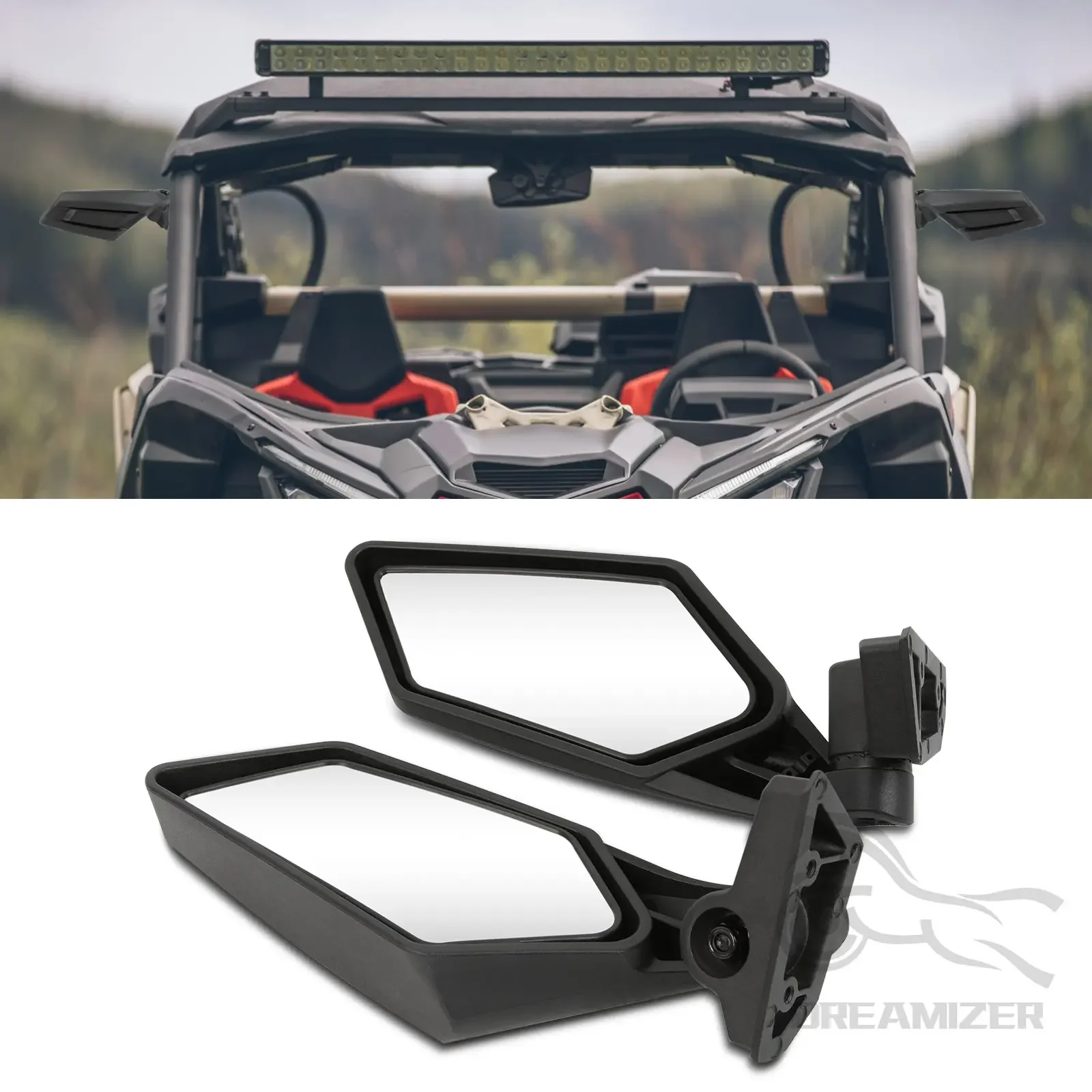 

2Pcs Motorcycle UTV Accessory Side 180° 360° Adjustable Mirror Rearview Mirrors For Can Am Maverick X3 R DPS 2017 2018