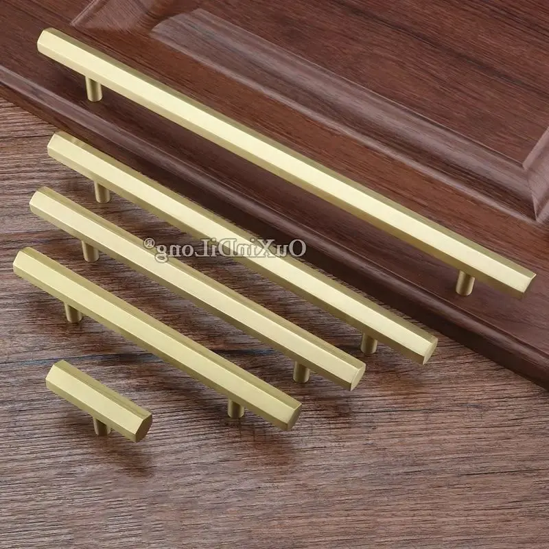 High Quality 4PCS European Solid Brass Kitchen Cabinet Pulls Handles Cupboard Wardrobe Drawer Cabinet Door Handles and Knobs