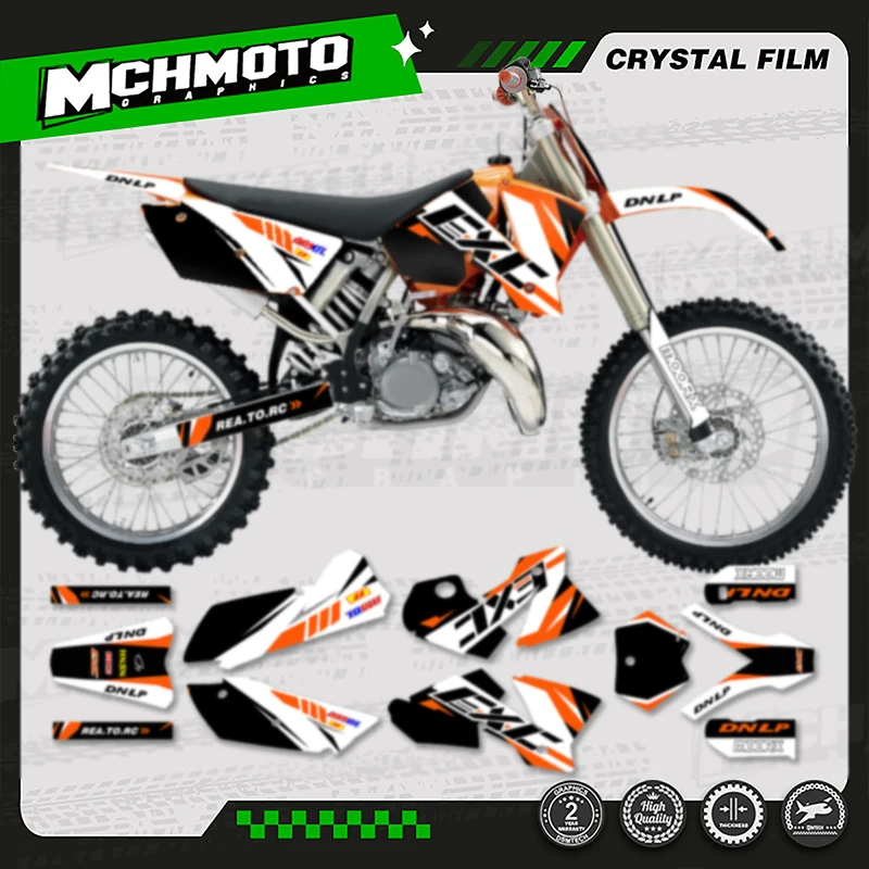 

MCHMFG Full Set Motorcycle Graphics Background Decal Sticker Kits for KTM EXC 2004 SX SXF 2003 2004 Number Name Custom