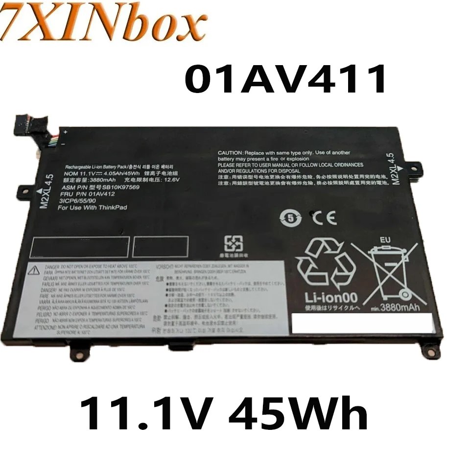 

7XINbox 01AV411 01AV412 01AV413 11.1V 45Wh laptop batteries for Lenovo ThinkPad E470 SB10K97569 series