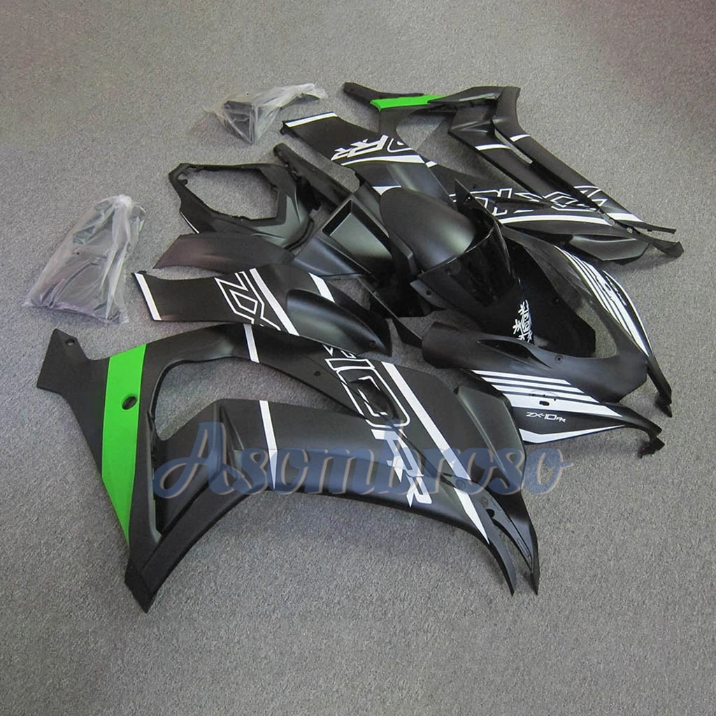 Full Fairings Kit fit For ZX-10R 2016 2017 2018 2019 2020 ZX10R 16-20 Sportbike Housing Cover Matte black Snowflake stickers