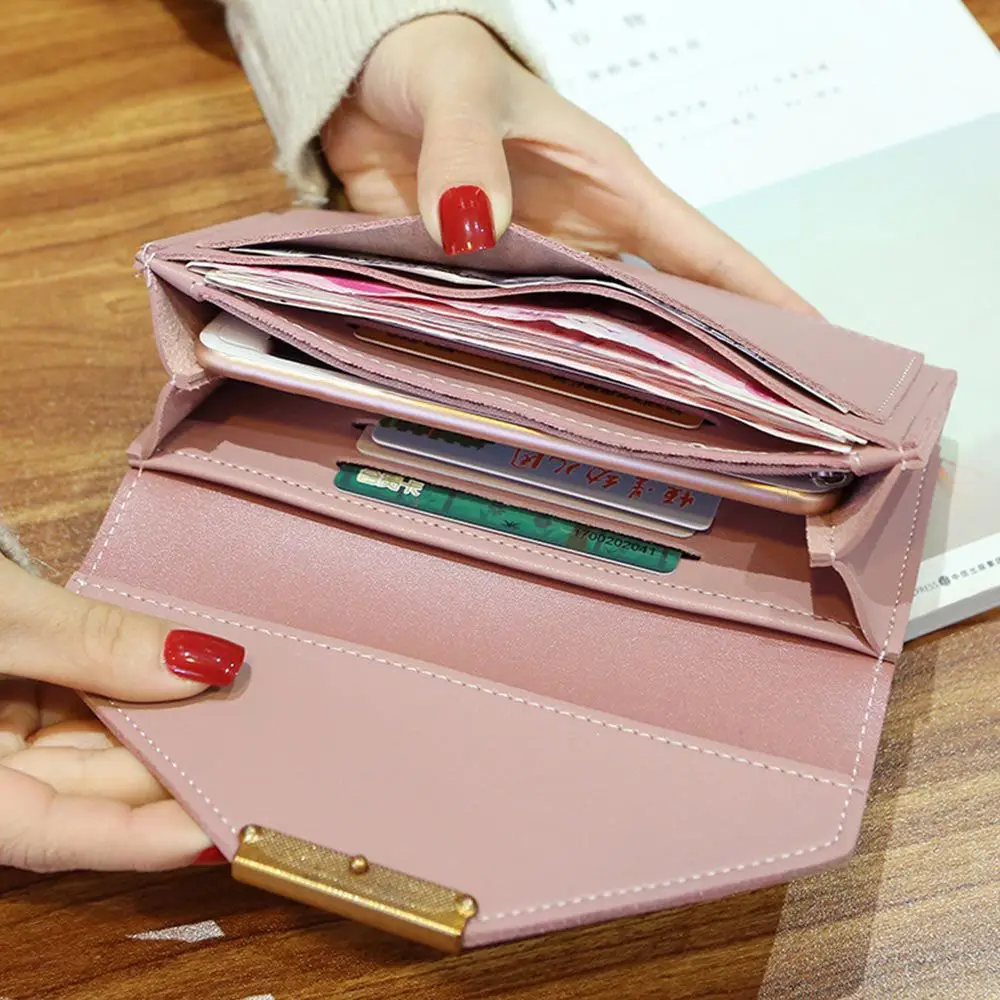 5 Colors Long Wallets For Women Fashion PU Leather Hasp Wallet Lady Money Bag Purse Clutch Phone Pocket