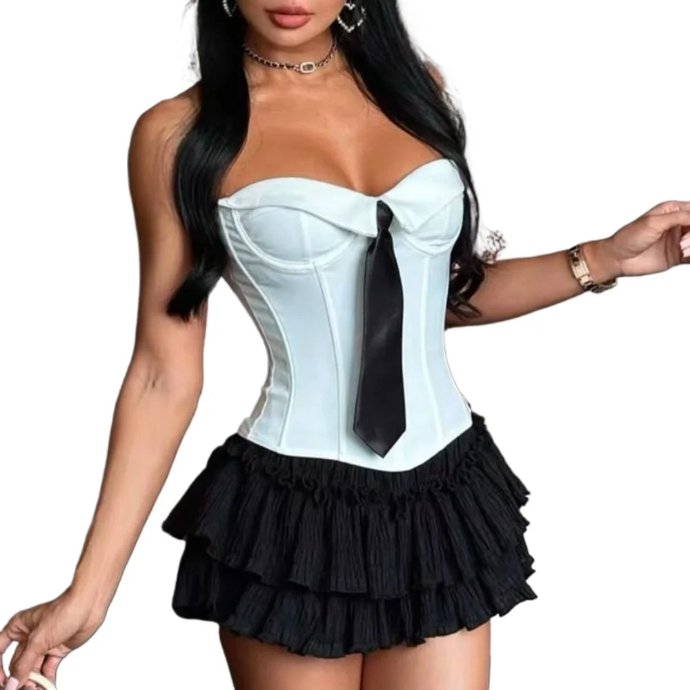 Sexy Backless White Corset Tank Top Women Summer Club Party Tops Woman 2026 Cropped Tie Tube Top Fashion Hotwife Street Wear New