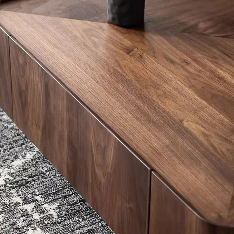 Modern Walnut Bark Wood Frame Metal Base Minimalist Designer Living Room Tea Table Coffee Table