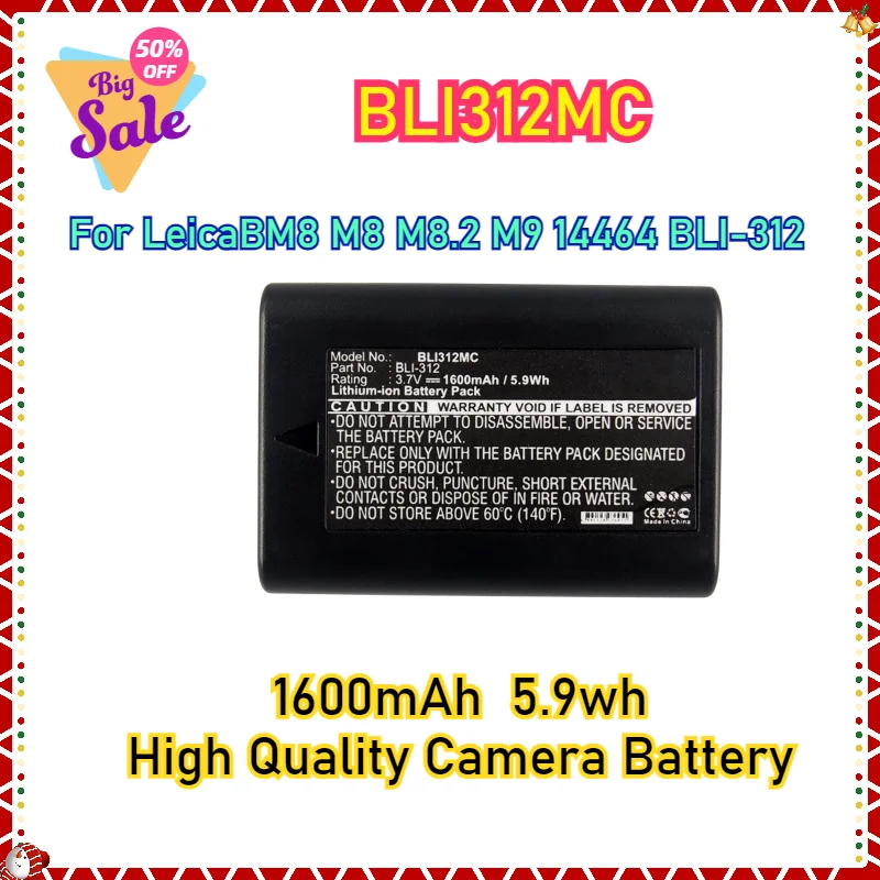 

BLI312MC 1600mAh Applicable for Leica BM8, M8, M8.2, M9, 14464 BLI-312 Camera Battery High Quality