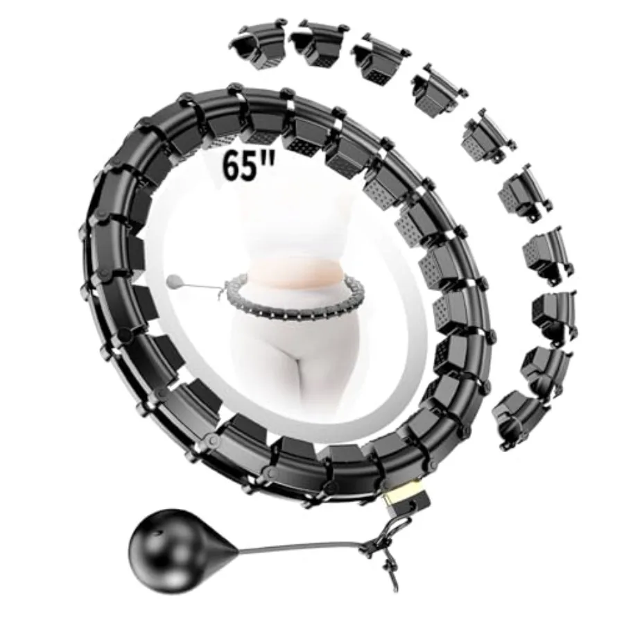 

Weighted Hoop Fitn Circle 32 Detachable Segments, 65-Inch Plus Size, Efficient Home Fitn and Weight Loss for Adults and Women