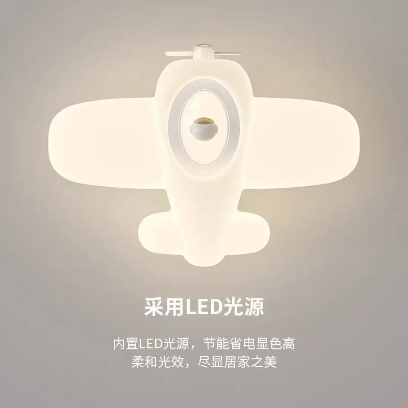 Modern Minimalist Tri-Color Changing Aircraft Wall Lamp Macaron Bedroom Bedside Eye-Protection Children's Room Light