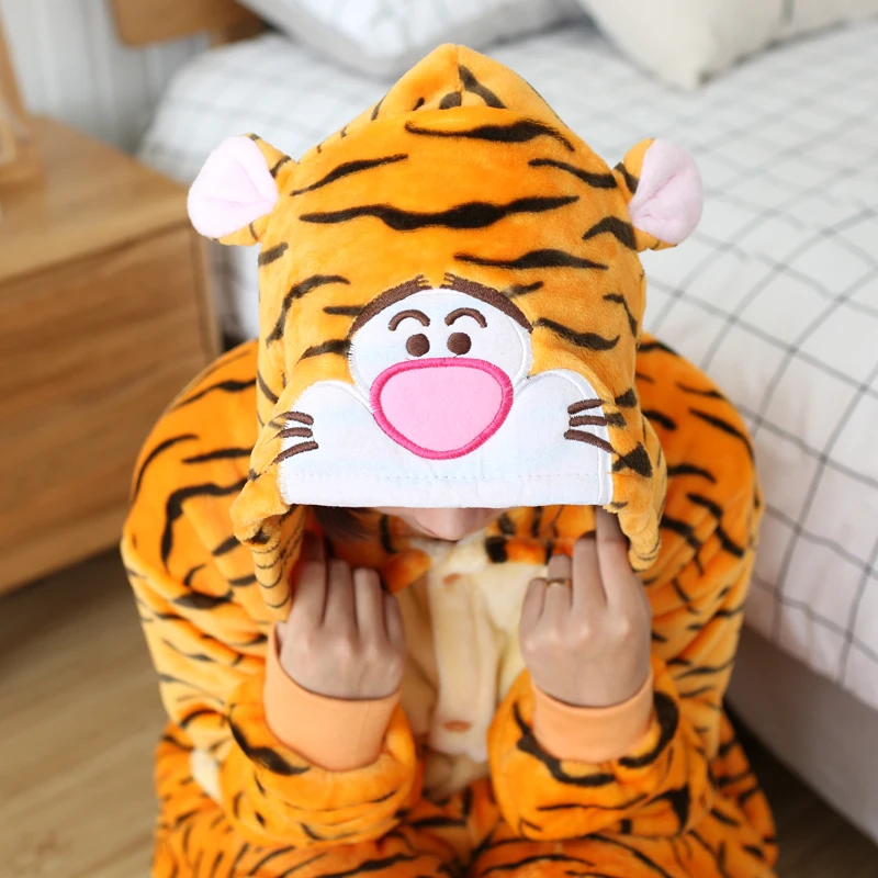 Kigurumi Jumping Tiger Cartoon Onesies Adults Kids Animal Pajamas Jumpsuits Anime Cosplay Costumes For Christmas Halloween Party image 4