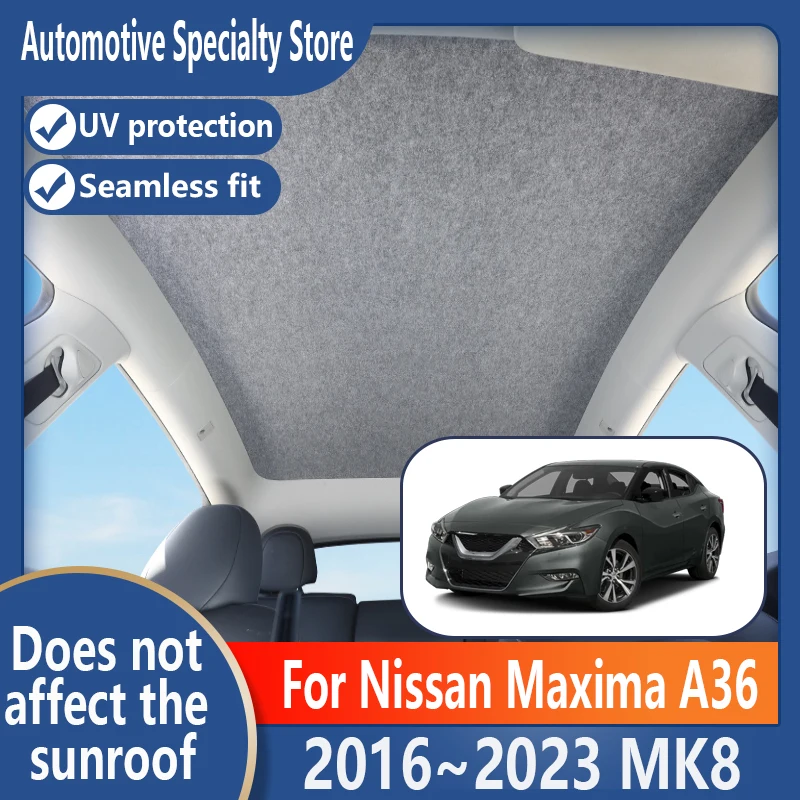 For Nissan Maxima 2016~2023 Car Panoramic Sunroof Insulation Visor Electrostatic Adsorption Suede Fabric Sun Protection Anti-UV