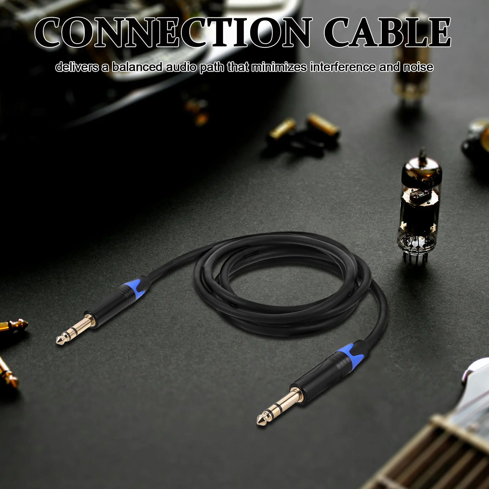 

Trs Guitar Connection Cable Heavy Duty Balanced Instrument Cable for Electric Bass Guitars Amplifiers Pedals Clear Stable Audio