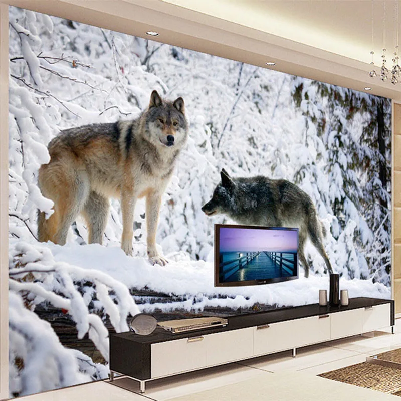 Custom 3D Wallpaper Modern Simple Wolf Animal Landscape Photo Mural Living Room TV Sofa Backdrop Wall Painting Papier Peint