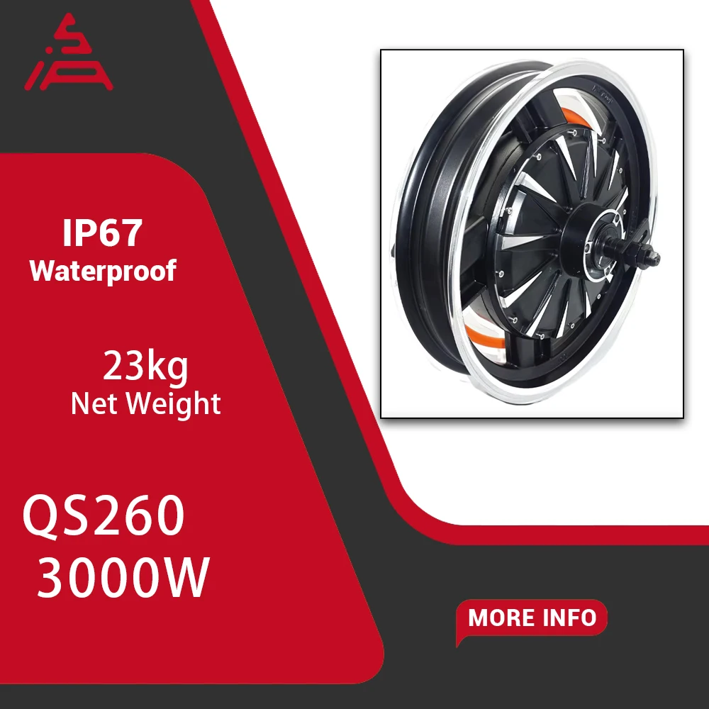 Hot Sale QSMotor 16*3.5 Inch 3000W QS260 V4 BLDC In-Wheel Dual Shaft Hub Motor for Electric Scooter/E-Motorcycle