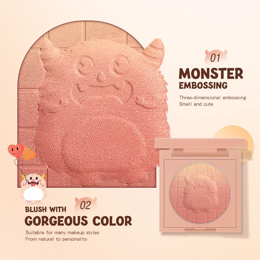 BANXEER Blush Pallet 6 colori in rilievo sfumato morbido rosa tinta viso fard alto pigmento brillante ombretto fard trucco in polvere