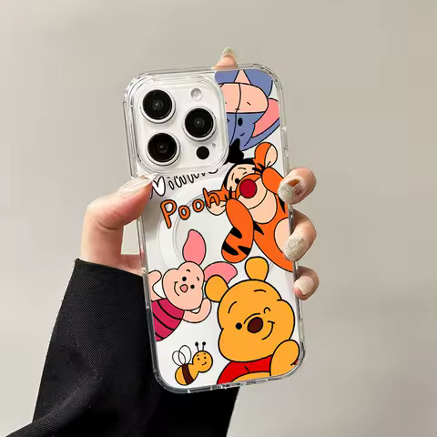 Pooh Bear Magnetic Case for Samsung Galaxy S25 Edge S24 S23 S22 S21 Ultra Plus FE A56 A55 A54 A36 A35 A26 A16 A15 Hard Cover