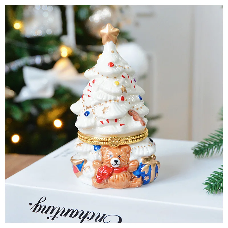 

Ceramic Jewelry Box Christmas Tree Bear Scented Candle Home Decor Christmas Gift