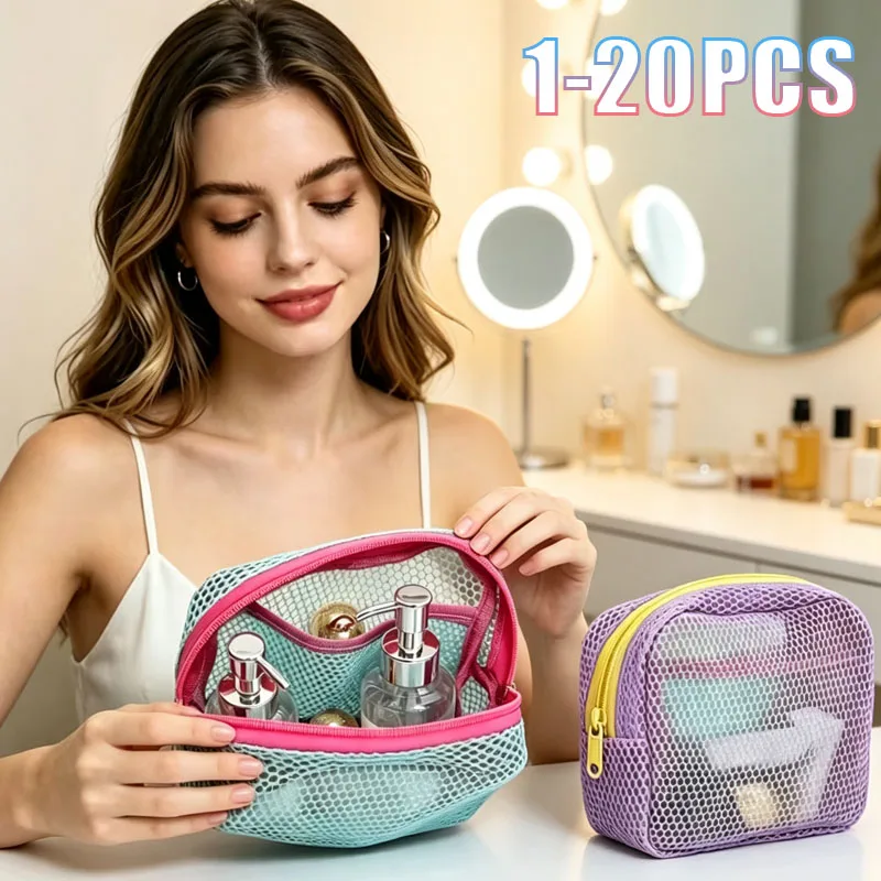 1-20PCS Colorful Mesh Tofu Bag Small Storage Pouch Portable Makeup Organizer Coin Holder for Party Festival Gift Exchange Event