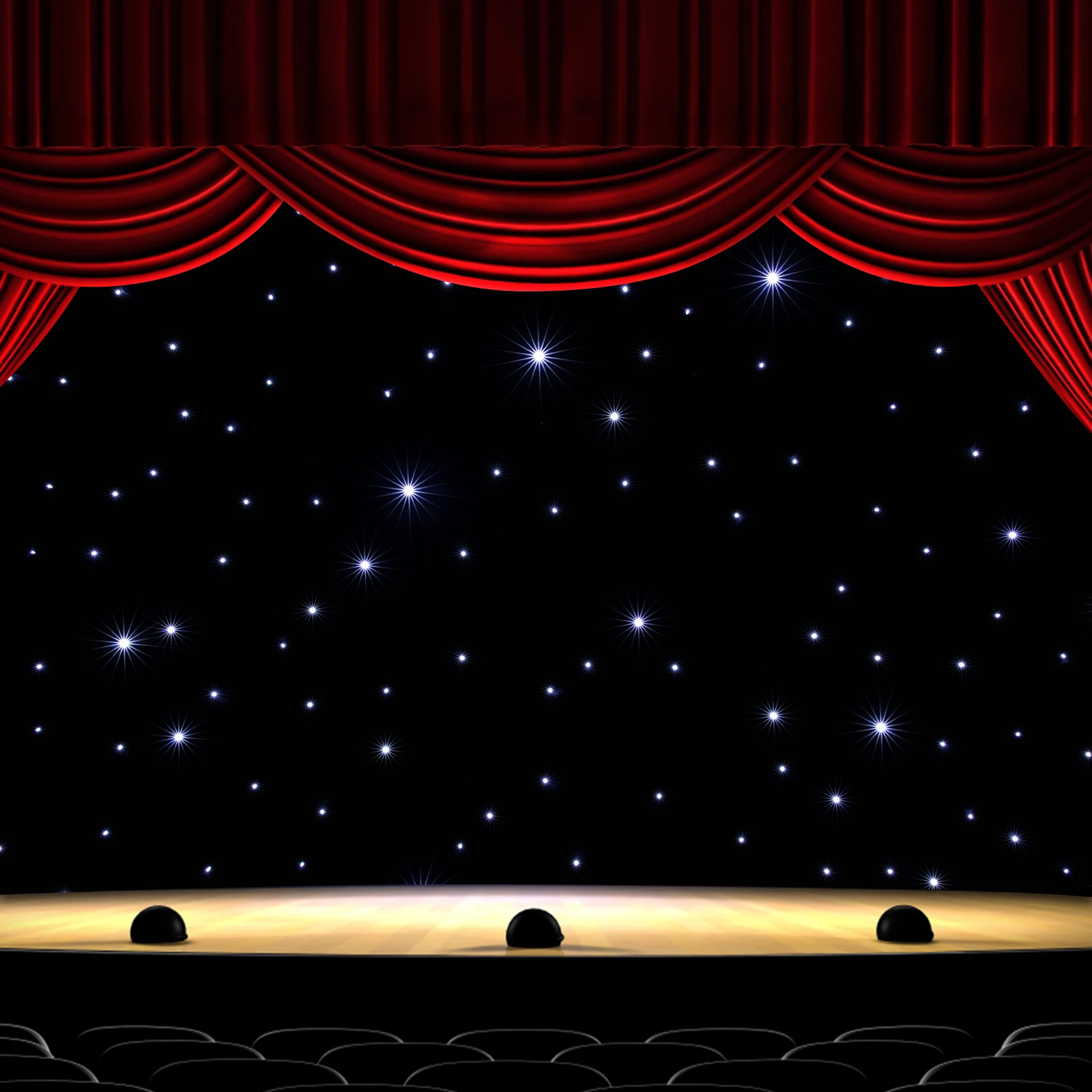[LED Stage Backdrop] 10x20ft LED Star Curtain Backdrop - Double-Layer Velvet, DMX Control - Wedding/Stage Decor
