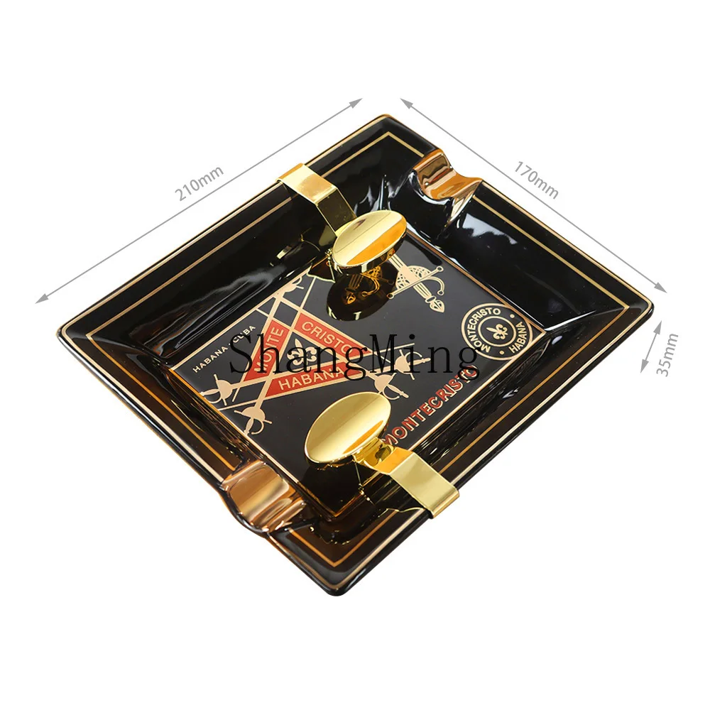 SM Cigar Ashtray Premium Home Ashtray with Metal Bracket Office Only