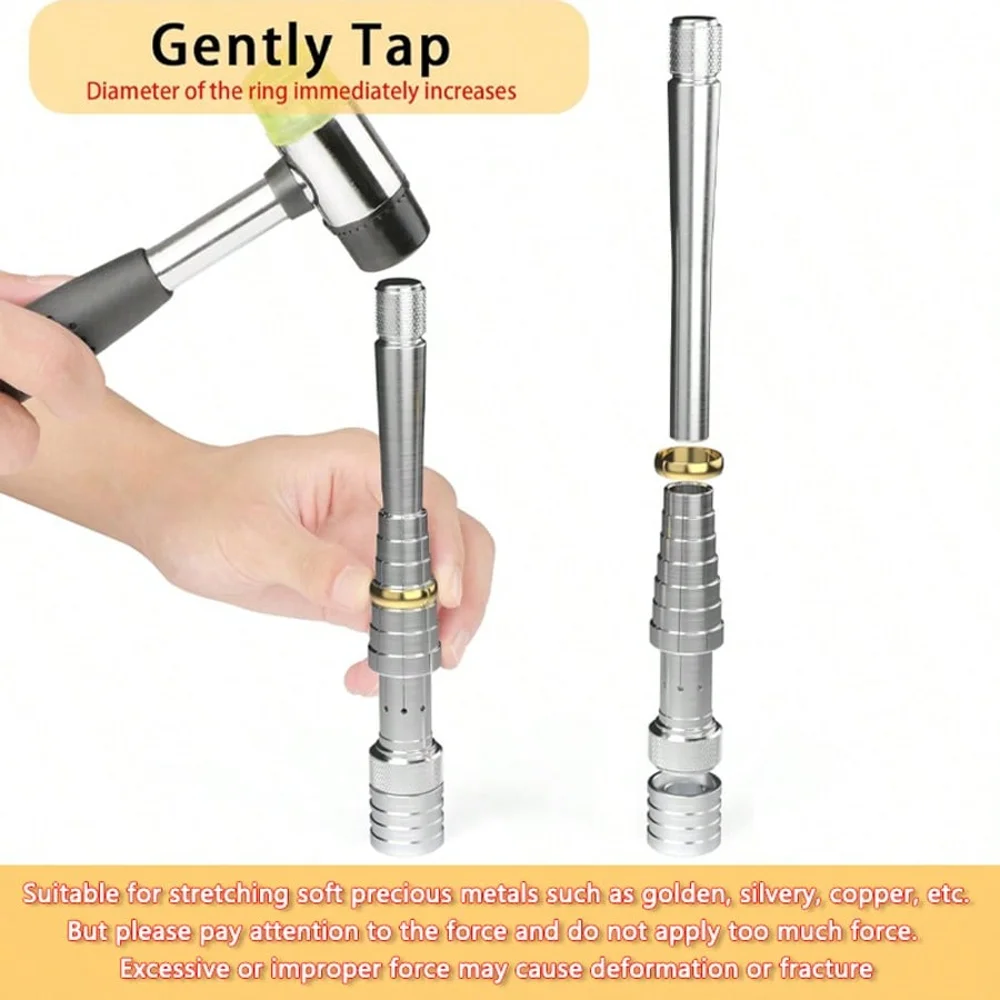 AHT 2026 Stainless Steel Ring Mandrel Set - Ring Sizing Stick & Measuring Gauge Kit for Jewelry Making, Resizing & Shaping 6-10