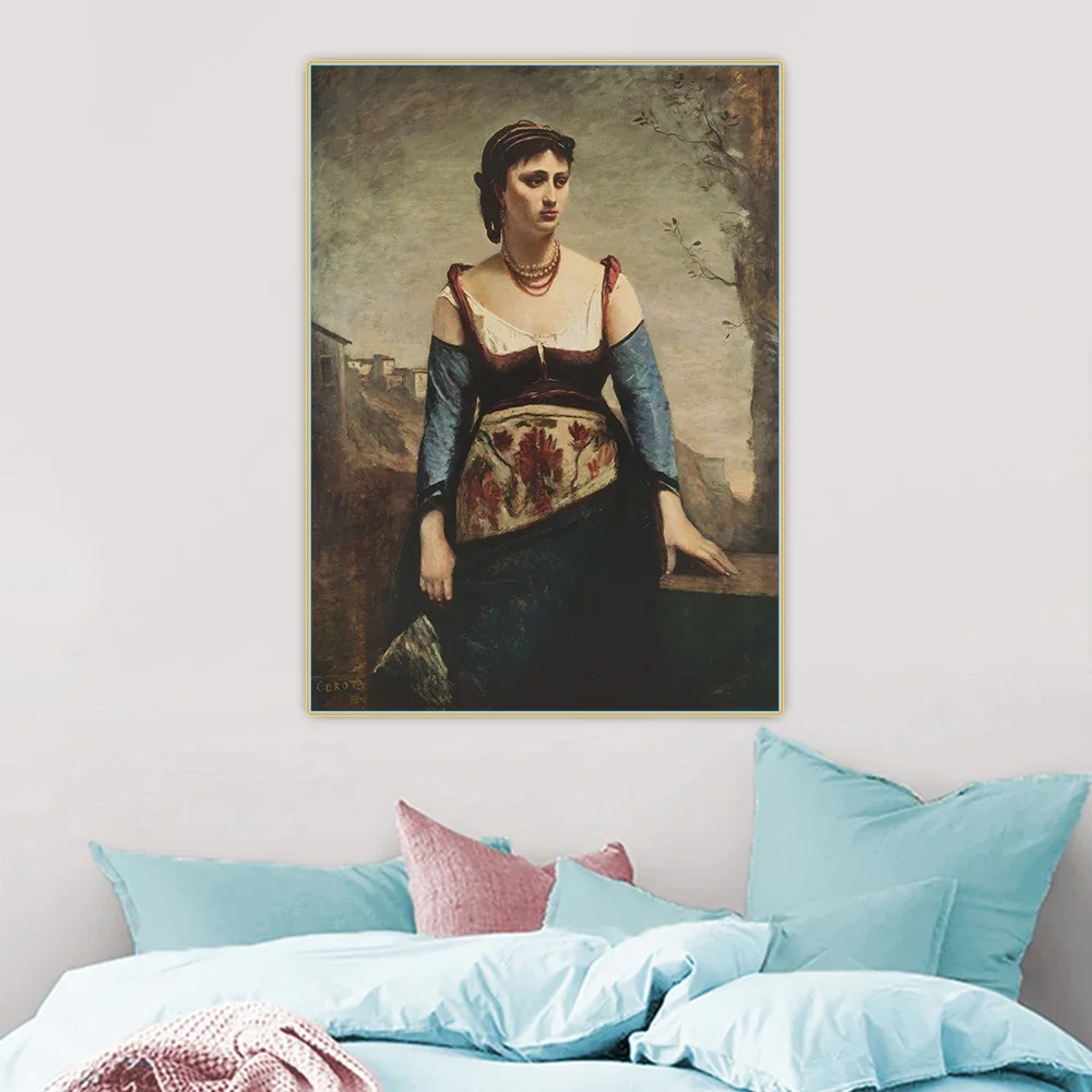 Citon Jean Baptiste Camille Corot《Agostina》Canvas Art Oil painting Artwork Poster Picture Background Wall Decor Home Decoration