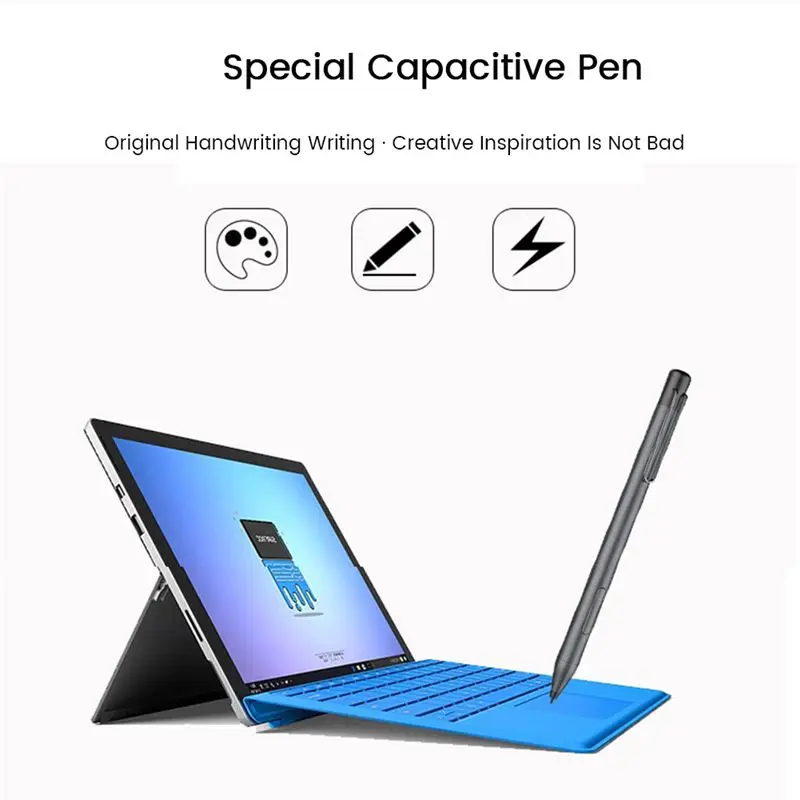 Stable- For Microsoft Surface 3 Pro3/4/5/6/Book/Laptop Capacitive Pen 1024 Levels of Pressure with Tip Extractor+Tip -Silver