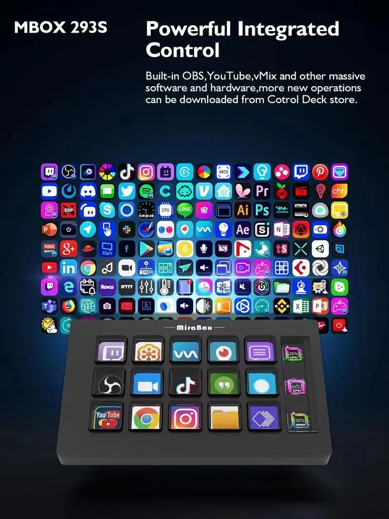 لوحة مفاتيح بصرية صغيرة من Stream Deck 15 مفتاحًا، زر StreamDeck LCD، وحدة تحكم إنشاء المحتوى المباشر، زر مخصص لهدايا Win/MacOS