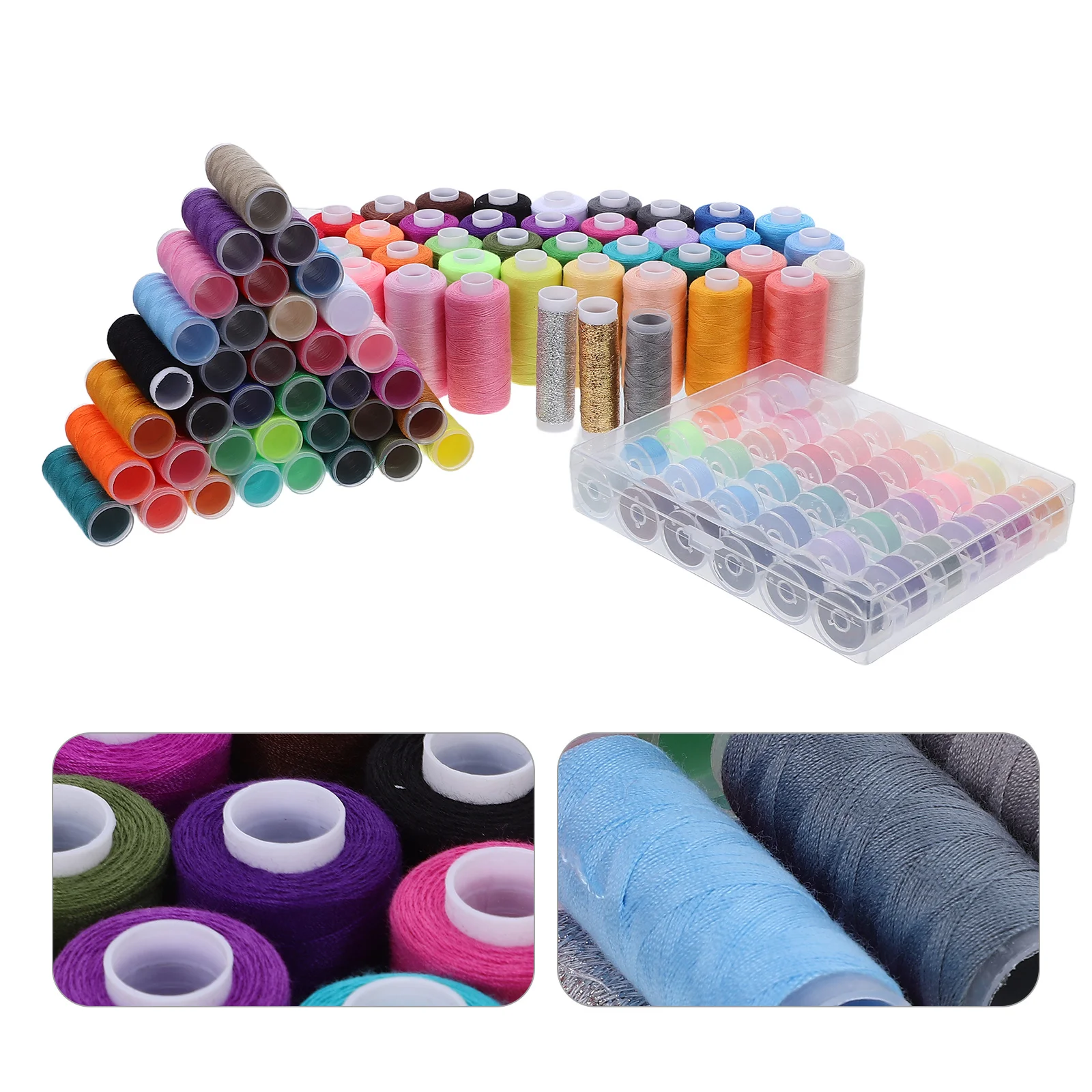 

111pcs Colorful Sewing Thread Kit Polyester Thread Set For Embroidery Quilting Spool Huggers Bobbin Clips Holder - Portable
