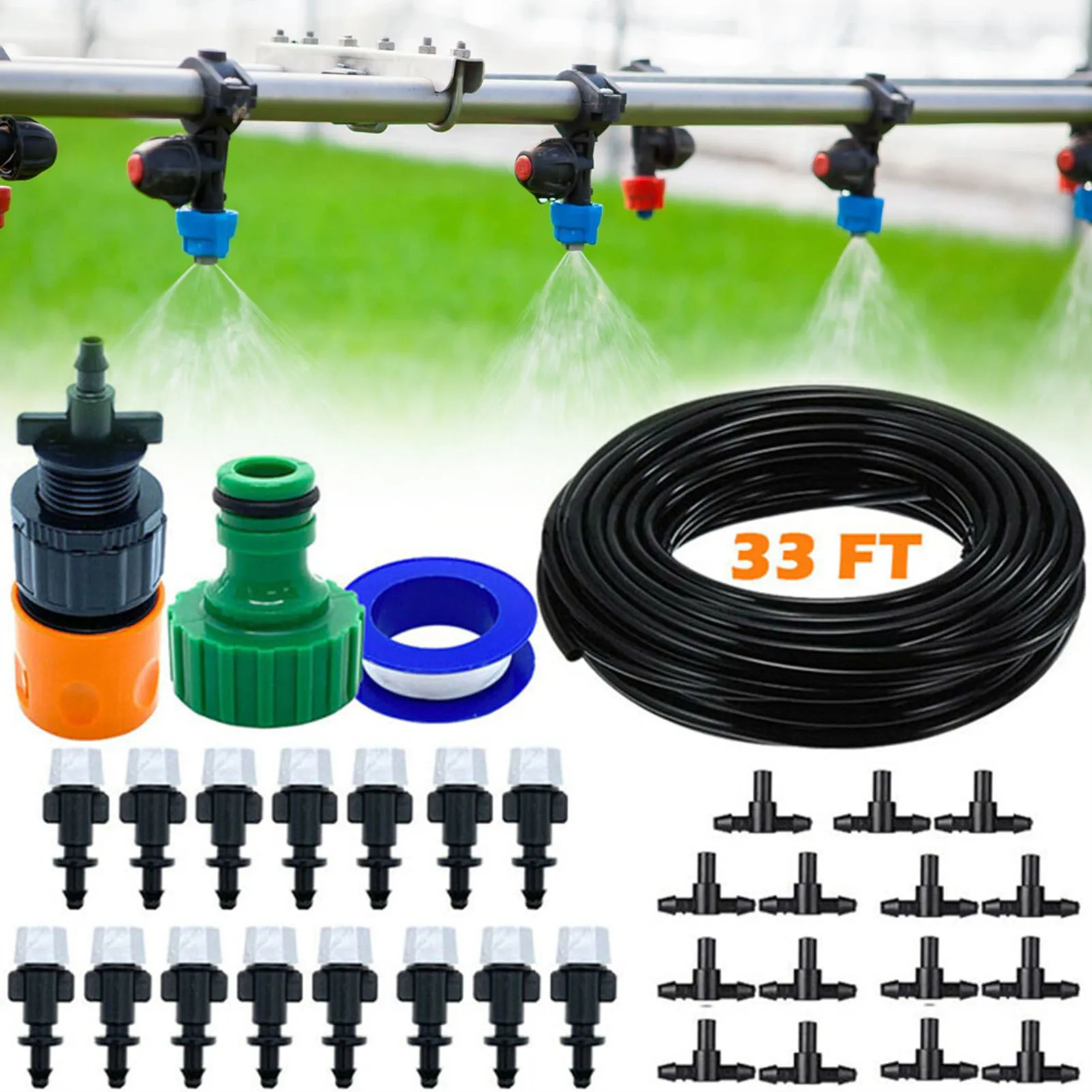 

Спринклерная система капельного орошения 33 фута, комплект автоматических шлангов для полива сада, спринклерный садовый автоматический полив растений