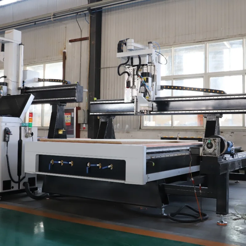 Four-axis CNC wood carving machine with rotary mechanism and CNC milling machine with marking head