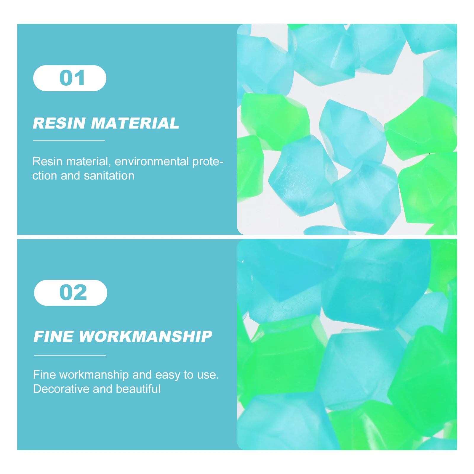 

300pcs Night Glow Blue Green Resin Stones For Aquarium Decorative Pebbles Fish Tank Landscaping Ornament Waterproof Fade