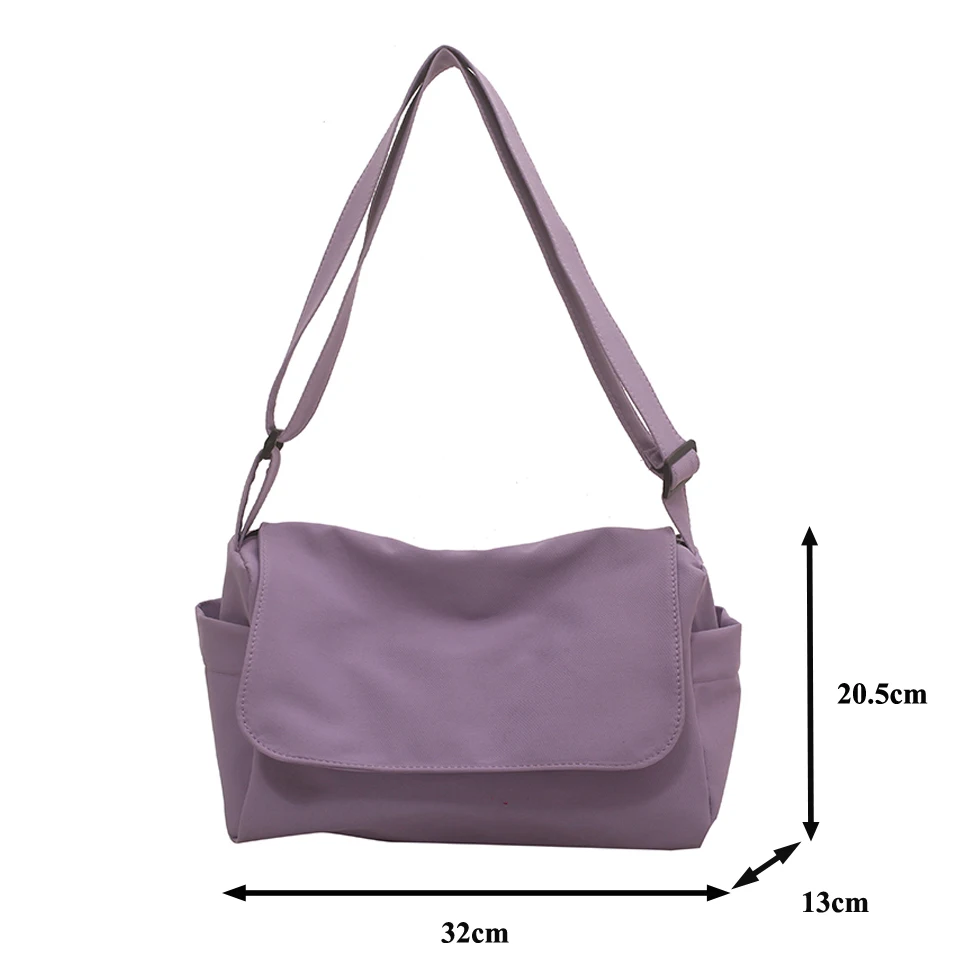 Canvas Women\'s Bag Eco Bag Korean Shoulder Bag Shopper Messenger Bag Y2K Handbag University Satchel Purple Crossbody Pockets Ins