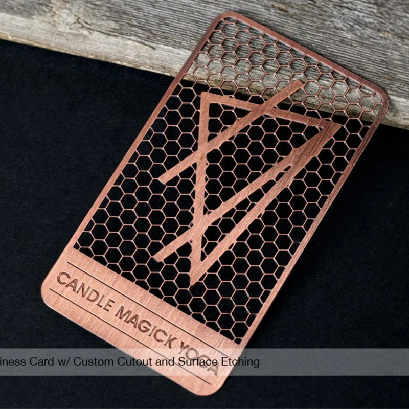 스테인레스 스틸 명함 금속 카드 레드 브론즈 중공 카드 디자인 및 생산