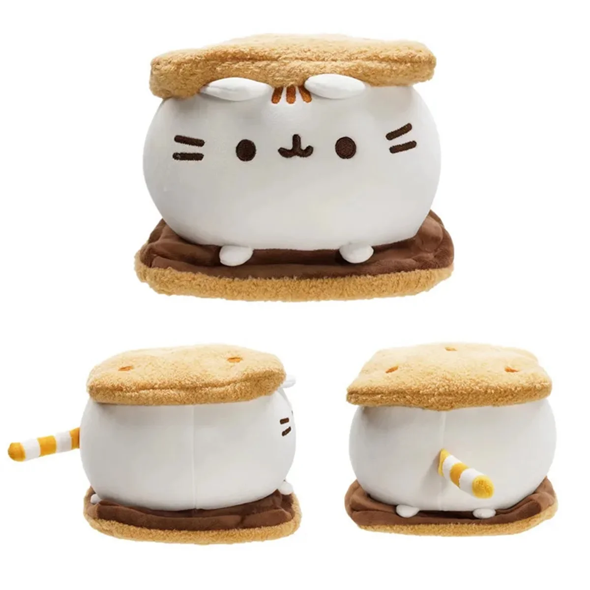 Jouet en peluche de chat de biscuit au chocolat mignon, oreiller doux d'animal, jouet de sommeil, décoration à la maison, cadeau d'anniversaire d'enfants