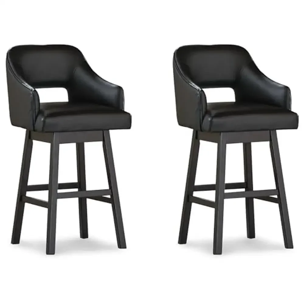 Tallenger Modern Swivel Barstool Set of 2 Black & Brown Upholstered Pub Height 31