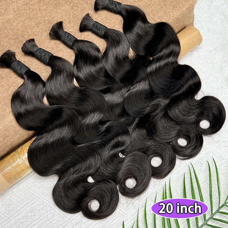 Massa dibujada dobro do cabelo humano da onda do corpo para trançar nenhuma extensão do cabelo da trama # Cabelo cru não processado das tranças do Virgin da cor natural 1B