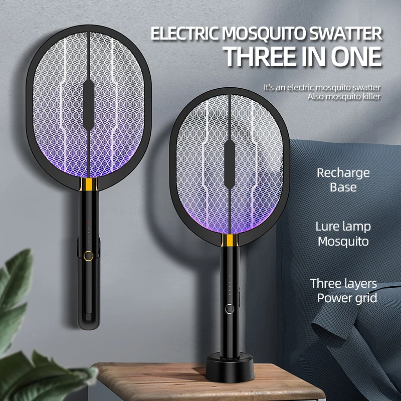 Electric Mosquito Killer Swatter With Strong 3000 Volt Portable Mosquito Killer Lamp USB-C Charging UV Trap Suitable For Outdoor