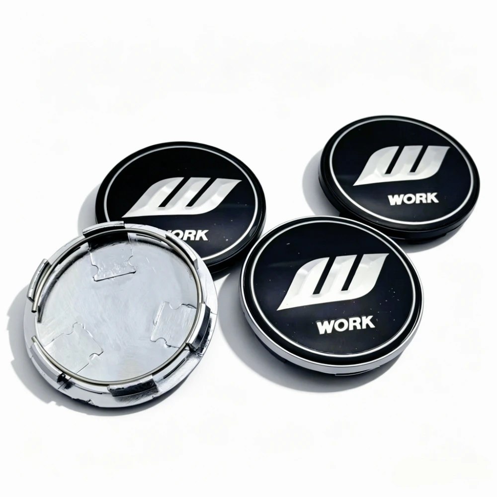 

4pcs W Work Logo Emblem Car Wheel Center Caps 68mm Clips 62mm Wheels Hub Dust Cap Rim Hubcaps Dust Cover Replace Car Accessories