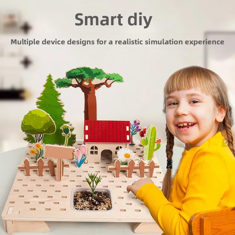 Montessori Wooden Toys Diy 3d Planting Garden Three-dimensional Puzzle Dollhouse Accessories Children Toy Creative Games Gift