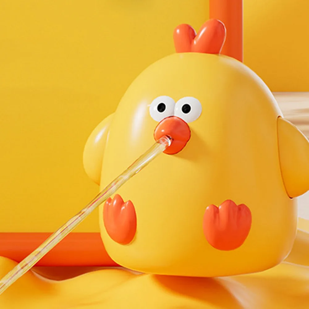 

Желтая курица-брызгалка для ванны, аниме-фигурка животного для купания малышей, мультяшная игрушка для ванной комнаты