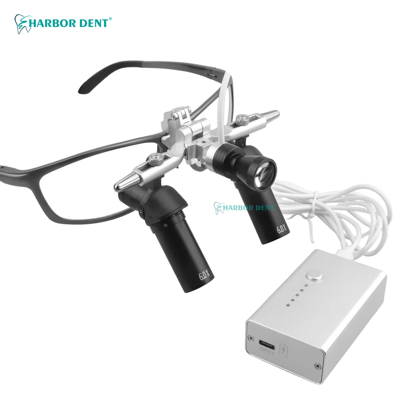 Ergo 6x High-Definition Optical Lens Dental Surgical Loupes 350-420mm Adjustable Working Distance LED Light Power Machinery