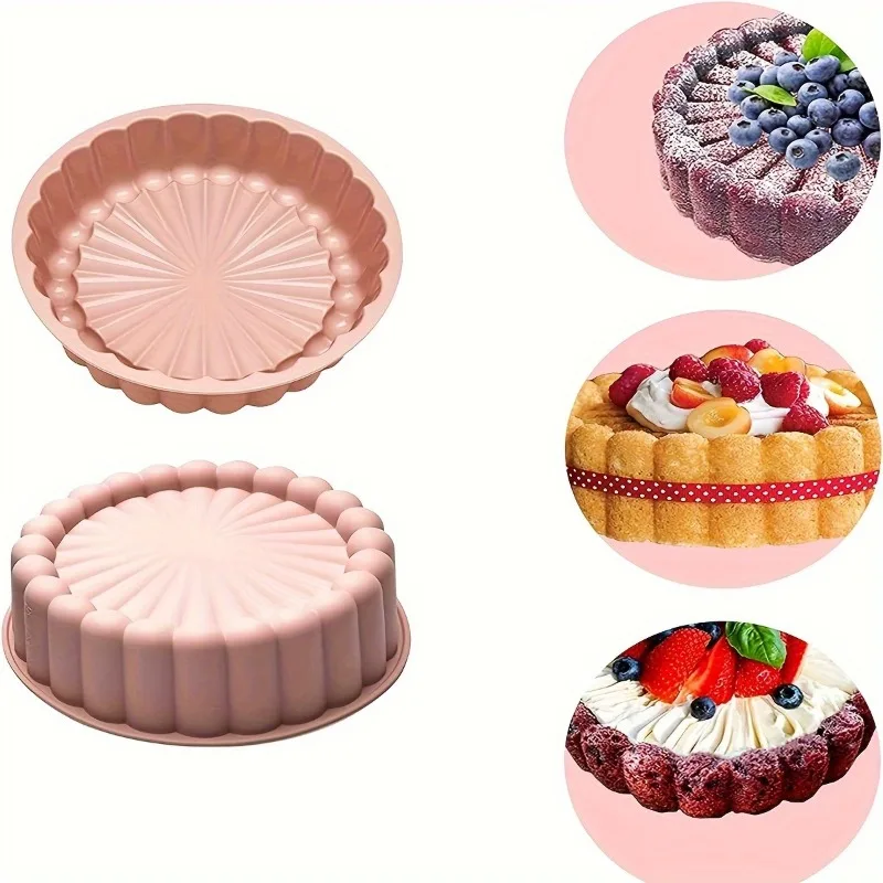 1pc, circular sunflower silicone cake mold, non stick flexible baking tray for desserts and ovens, party baking tool image 6
