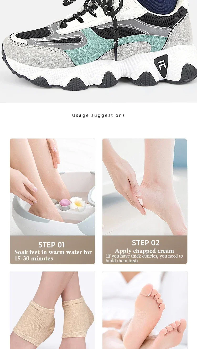 1 Paar Gel-Fersenabdeckungen, Fersenpolster, Fersenmuscheln, Kissen, Fußpflege, Reparatur der Haut, feuchtigkeitsspendend, Anti-Trocken-Riss, halbe Yard-Socken – Detail 8