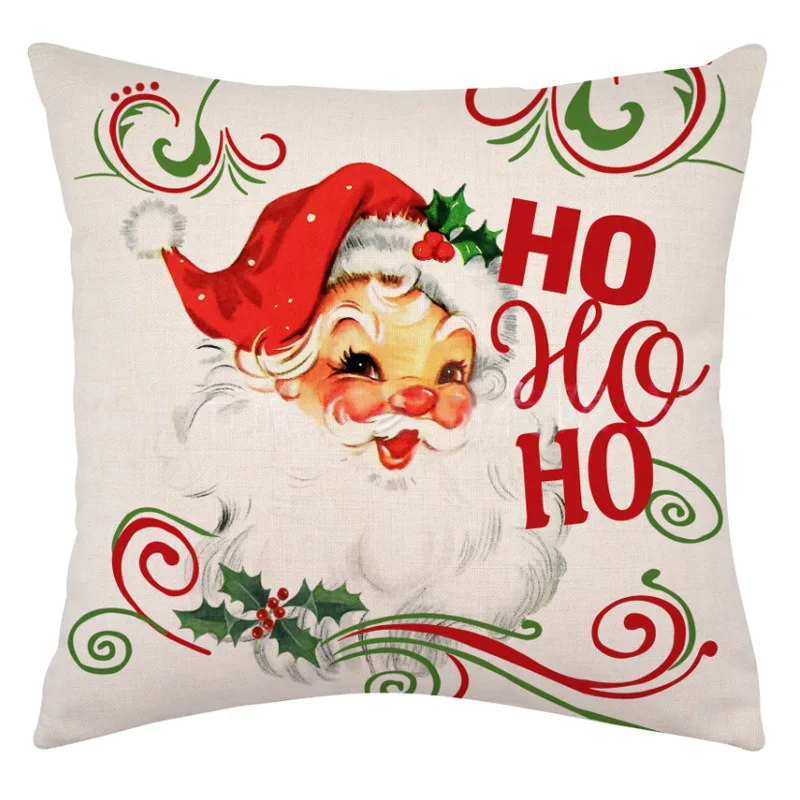 Merry Christmas Cushion Cover Lovely Santa Claus Penguin Deer Print for Sofa Bed Chair Christmas Home Decor Christmas Gift
