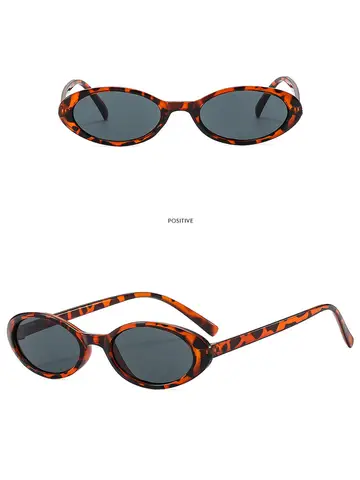 New Small Oval Sunglasses Women Men Trendy Vintage Hip Hop Cat Eye Sun Glasses Female Leopard Black Punk Eyewear UV400 Oculos